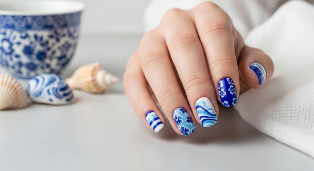 Ocean Breezes & Porcelain Patterns: Your Blue & White Nail Art Guide featured: ocean breezes & porcelain patterns: your blue & white nail art guide