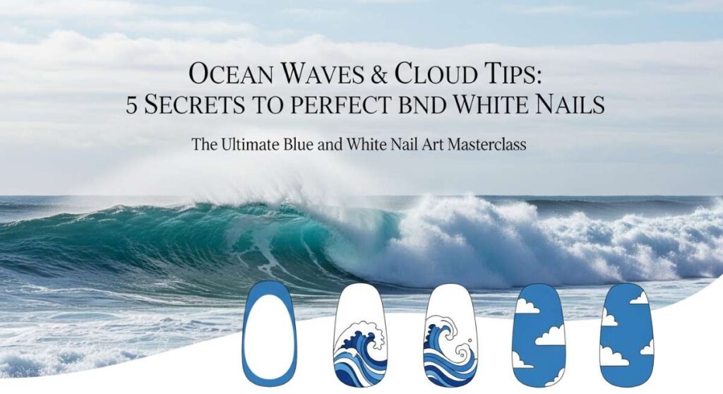 featured: ocean waves & cloud tips: 5 secrets to perfect blue and white nails