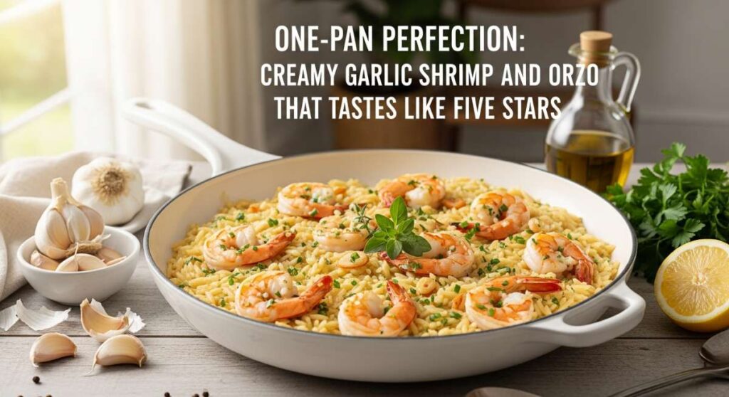 featured: one pan perfection: creamy garlic shrimp and orzo that tastes like five stars