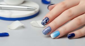featured: sophisticated style: why blue and white is the best nail color combo