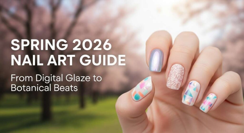 featured: spring 2026 nail art guide: from digital glaze to botanical beats