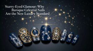 featured: starry eyed glamour: why baroque celestial nails are the new luxury standard