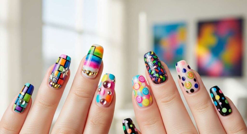 featured: stop being subtle: creative maximalist nail designs for color lovers
