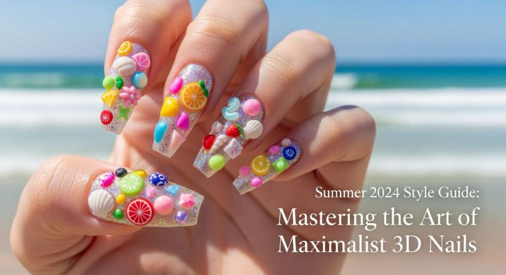 featured: summer 2024 style guide: mastering the art of maximalist 3d nails