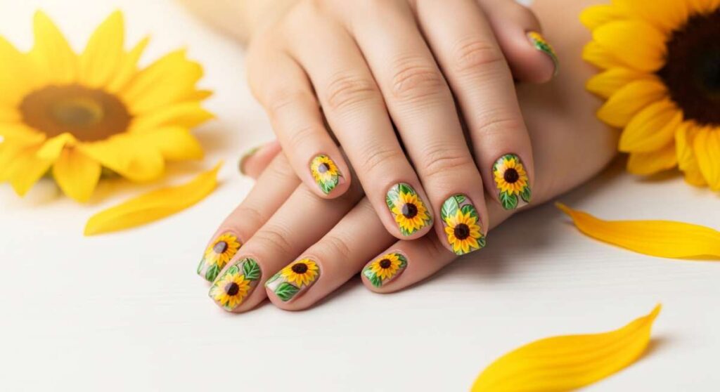 featured: sun kissed fingertips: master the art of sunflower manicures