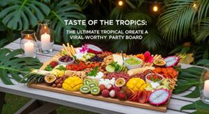 featured: taste of the tropics: how to create a viral worthy outdoor party board