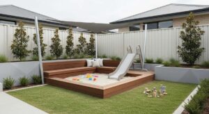 featured: the minimalist sandbox: designing a chic backyard play zone