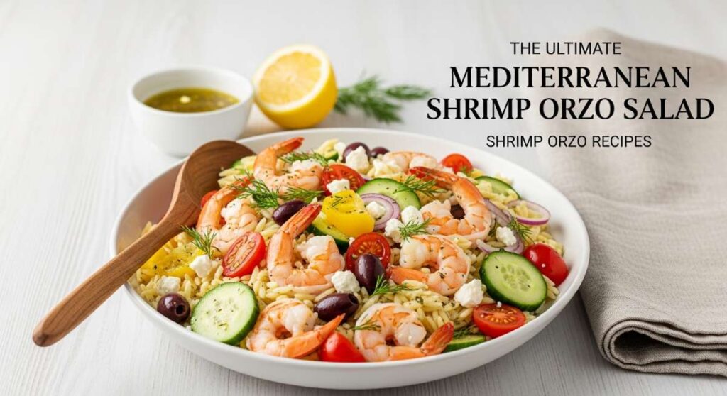 featured: the ultimate mediterranean shrimp orzo salad