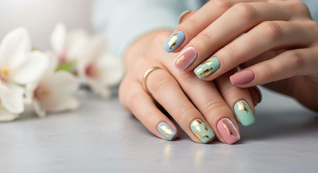 featured: velvet pastels & gold leaf: 2026's most opulent spring nails