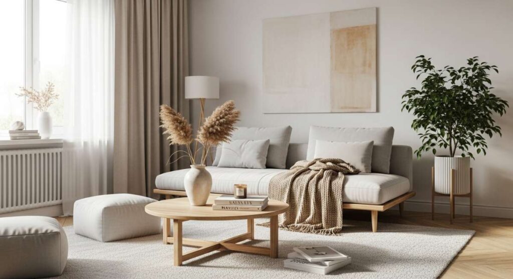 featured: warm minimalism: how to create a cozy living room sanctuary
