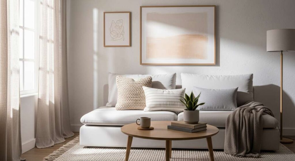 featured: warm minimalism: how to create a living room that feels like home