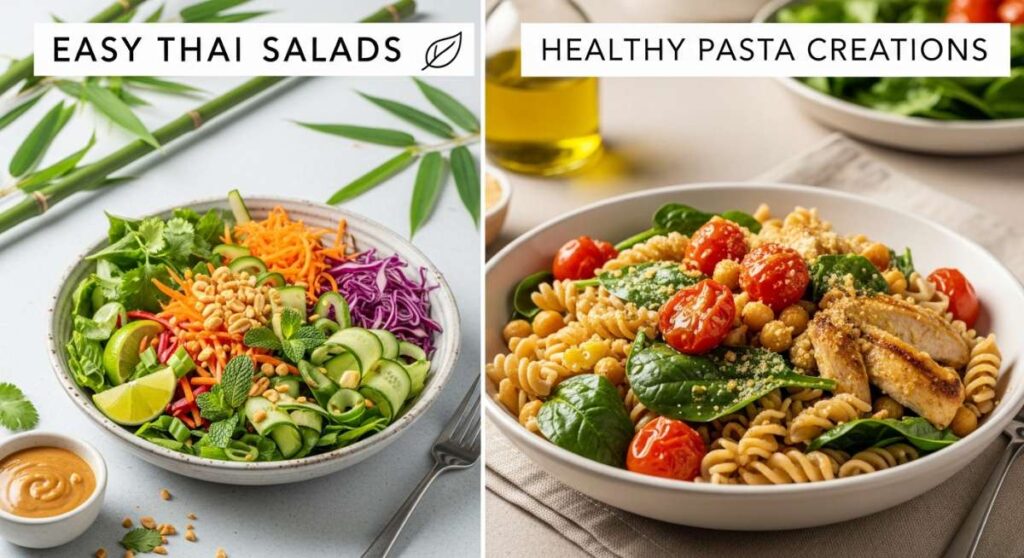 featured: wholesome bowls: easy thai salads and nutritious pasta creations