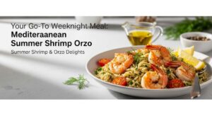 featured: your go to weeknight meal: mediterranean summer shrimp orzo