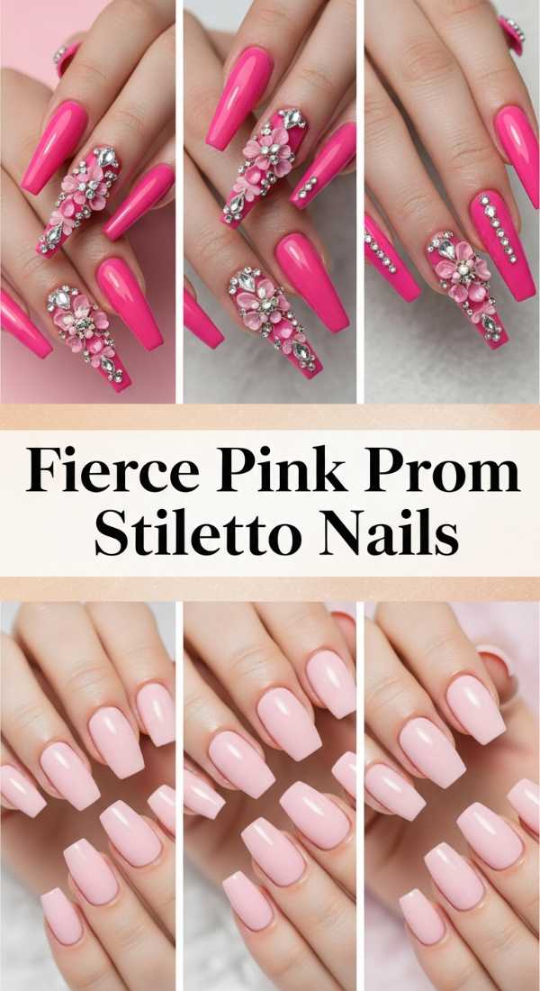 Fierce Pink Prom Stiletto Nails 69ff6c06bcc57