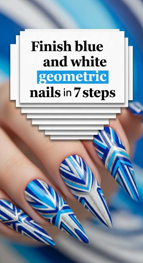 Finish Blue And White Geometric Nails In 7 Steps 69f4c11dc4e1e