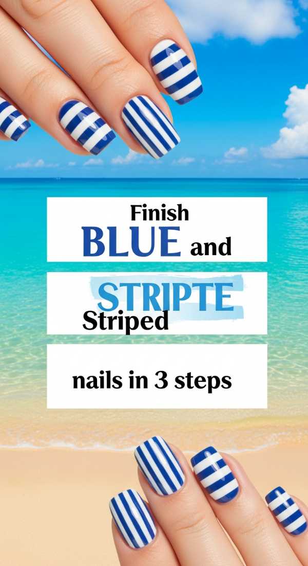 Finish Blue And White Striped Nails In 3 Steps 69fc7e644ccdb