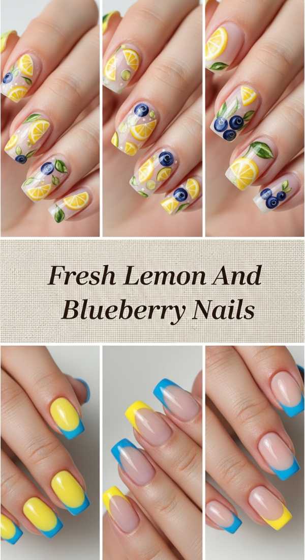 Fresh Lemon And Blueberry Nails 69ff6c0958d82