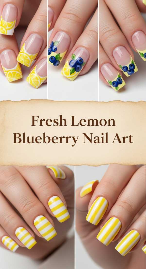 Fresh Lemon Blueberry Nail Art 69ff6c02cf498