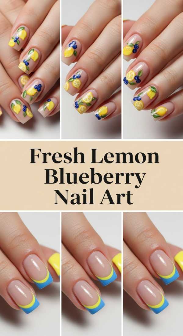 Fresh Lemon Blueberry Nail Art 69ff6c074e456