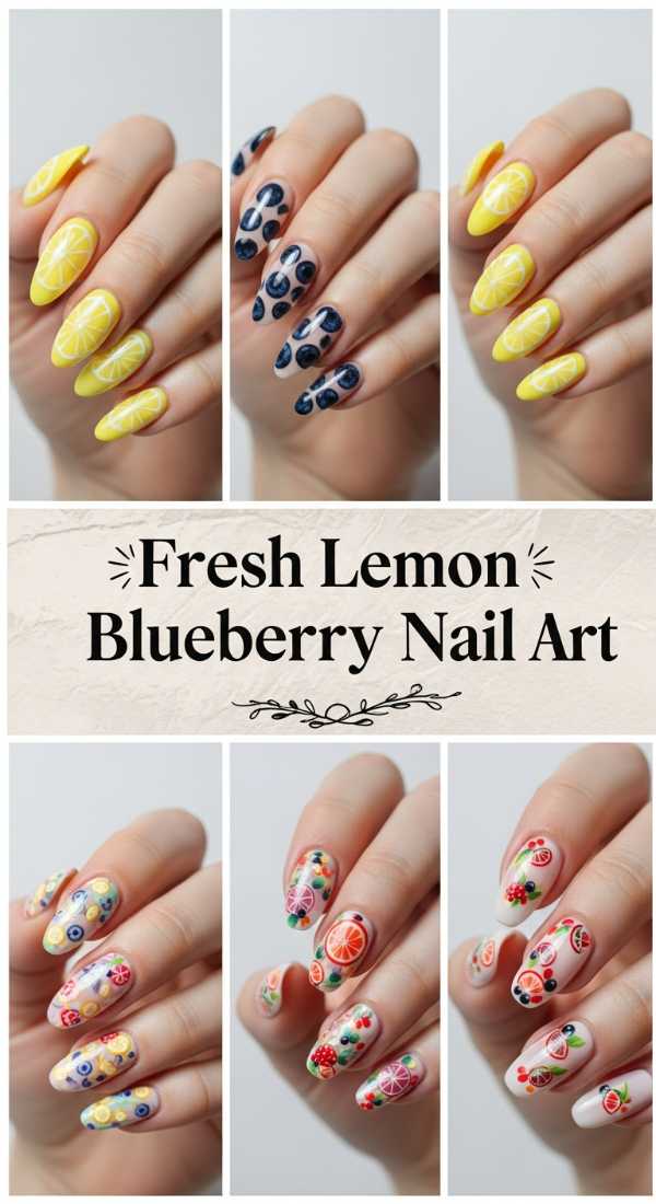 Fresh Lemon Blueberry Nail Art 69ff6d9587cec