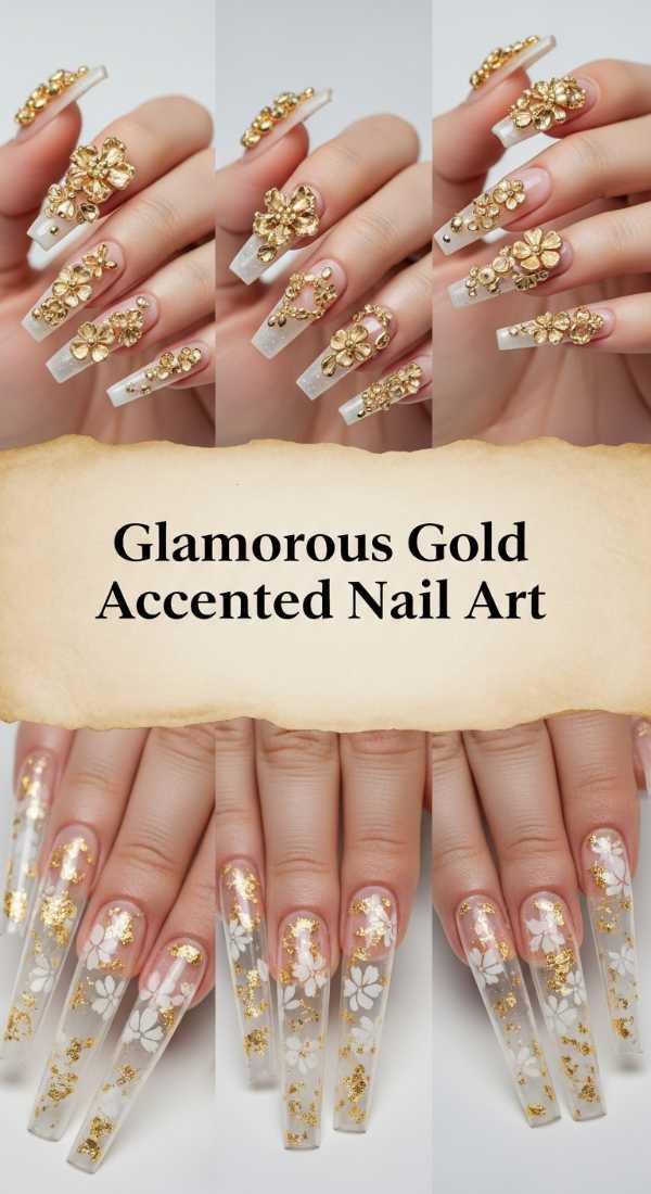 Glamorous Gold Accented Nail Art 6a134f1bd930a