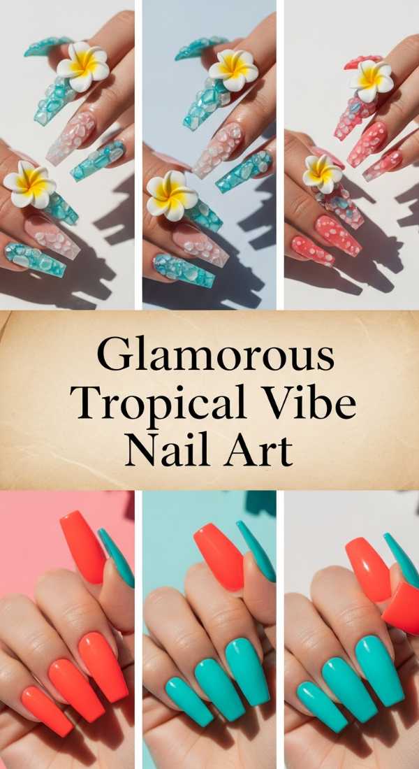 Glamorous Tropical Vibe Nail Art 6a1348f96ed0c