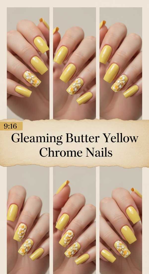 Gleaming Butter Yellow Chrome Nails 69ff6bfa8e4c4