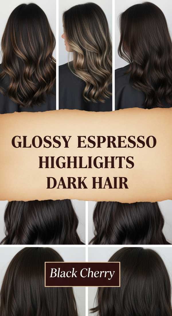 Glossy Espresso Highlights Dark Hair 6a142cc11f389