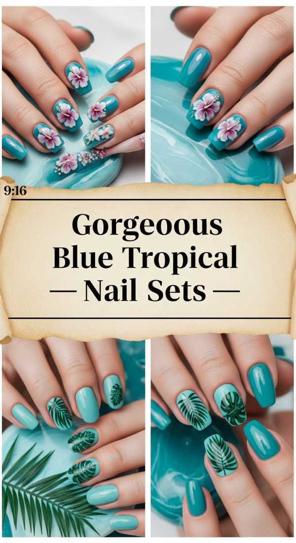 Gorgeous Blue Tropical Nail Sets 69ff6c1580f8b
