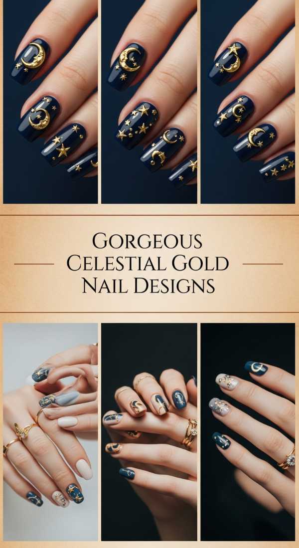 Gorgeous Celestial Gold Nail Designs 6a085b731a606