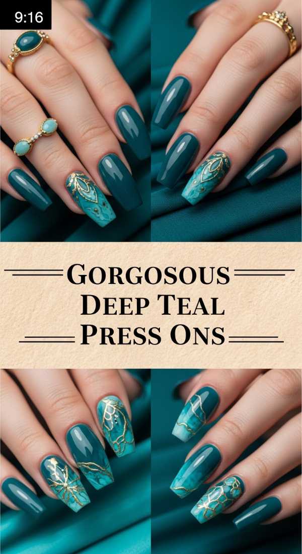 From Basic to Bespoke: A Deep Dive into Designer Press-Ons Gorgeous Deep Teal Press Ons 6a085b82485cb