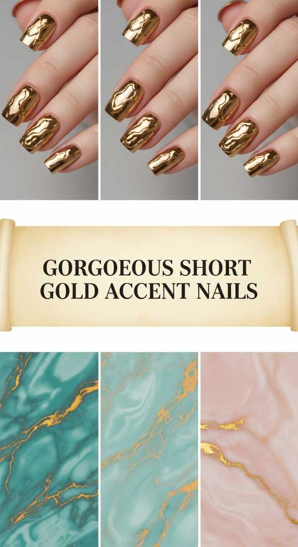 Gorgeous Short Gold Accent Nails 6a0859bc4326b