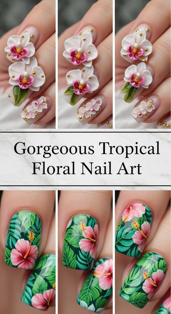 Gorgeous Tropical Floral Nail Art 6a1347bcaacec