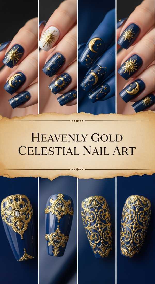 Heavenly Gold Celestial Nail Art 6a08583505c6a