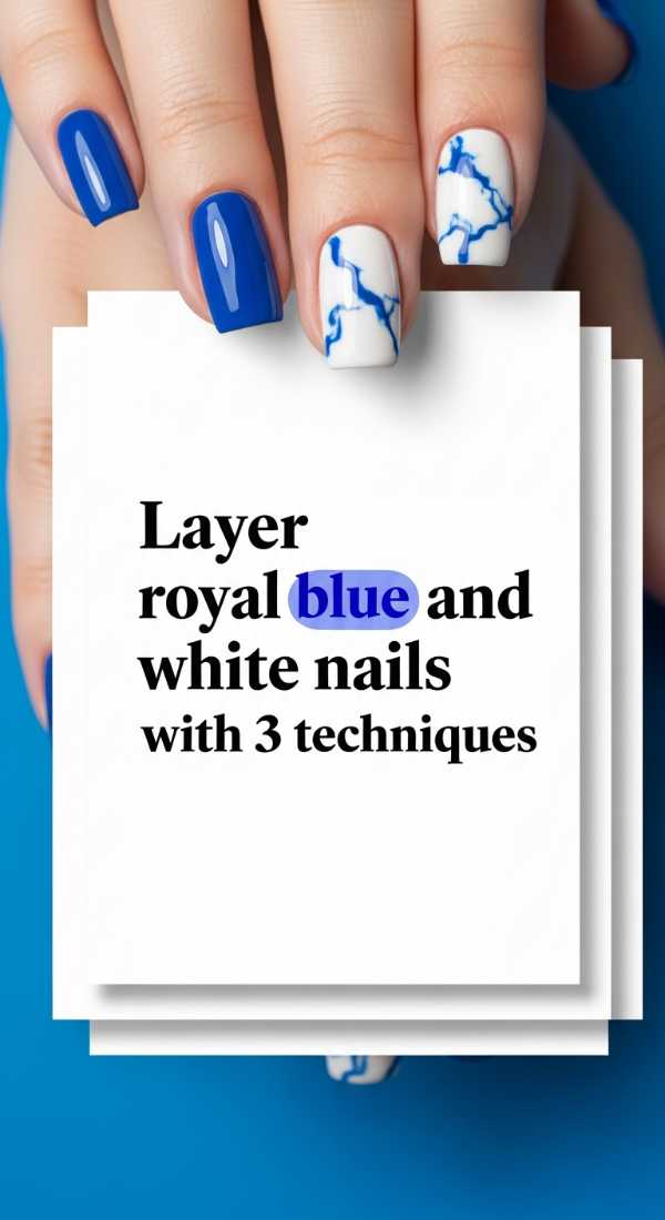 Layer Royal Blue And White Nails With 3 Techniques 69f4c324def28
