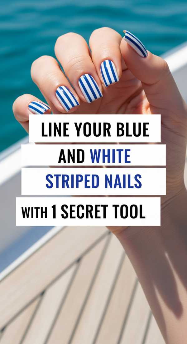 Line Your Blue And White Striped Nails With 1 Secret Tool 69fc92f085395