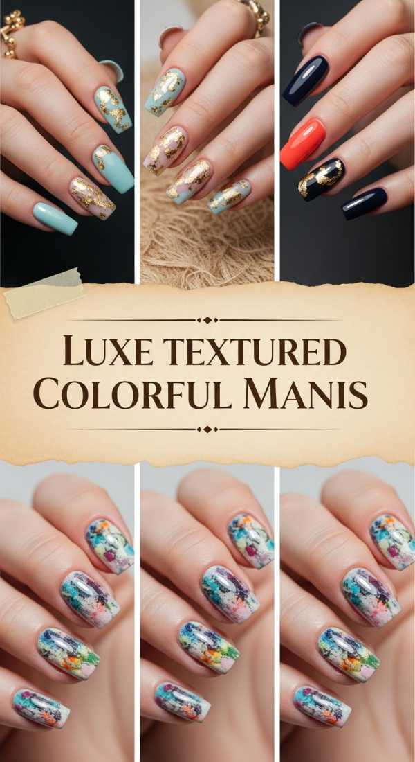 Beyond the Basics: Bold and Colorful Nail Designs for Every Occasion Luxe Textured Colorful Manis 6a08aefc20da6