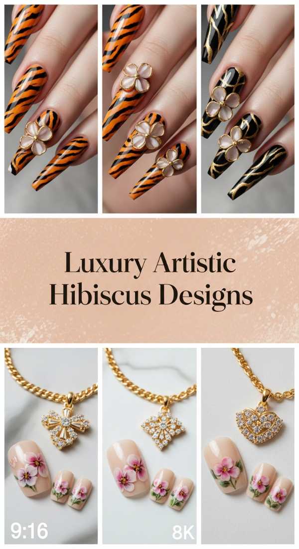 From Runway to Fingertips: The Exquisite Art of Bespoke Press-On Extensions Luxury Artistic Hibiscus Designs 6a13490443f81