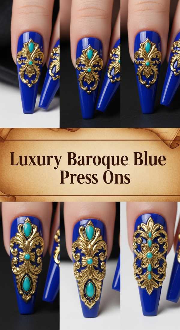 Luxury Baroque Blue Press Ons 6a085b63eab3b