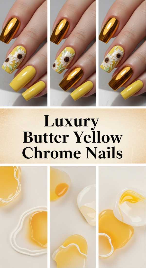 Luxury Butter Yellow Chrome Nails 69ff6dba6516a