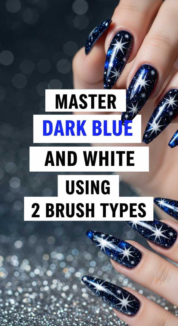 Master Dark Blue And White Nails Using 2 Brush Types 69fc92efc22b8