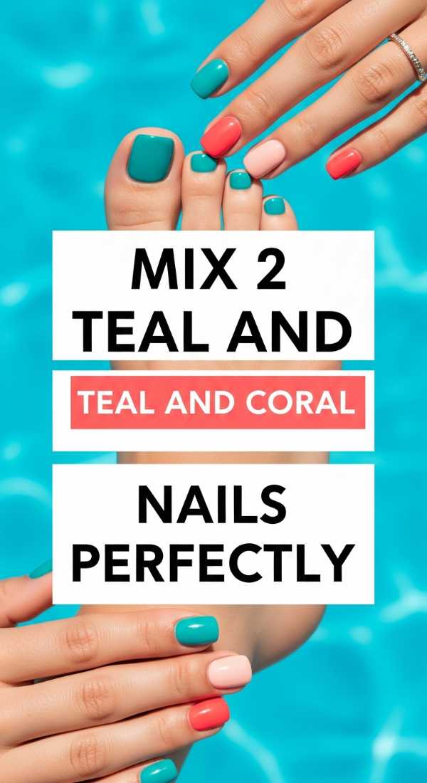 Mix 2 Teal And Coral Nails Perfectly 6a05a3f446d24