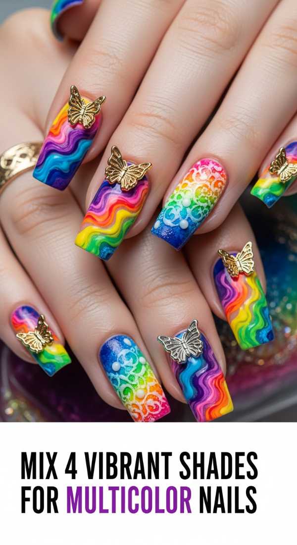 Mix 4 Vibrant Shades For Multicolor Nails 6a0f11325accf