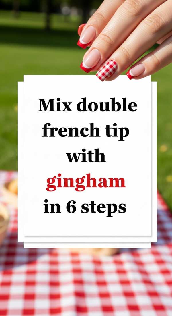 Mix Double French Tip With Gingham In 6 Steps 6a1a999a12367
