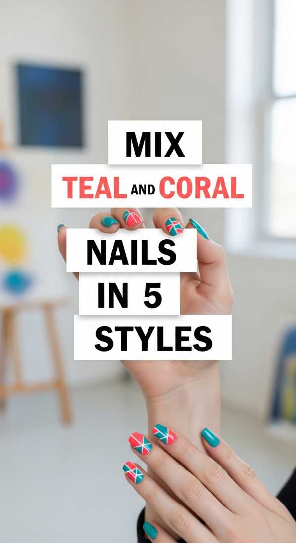Mix Teal And Coral Nails In 5 Styles 6a05a53534066