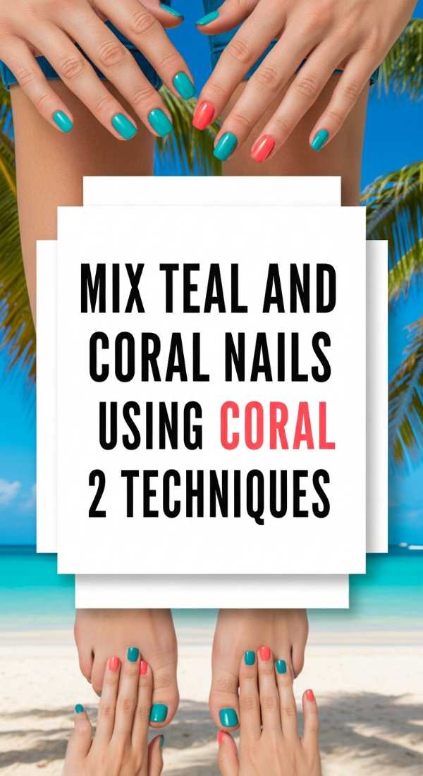Mix Teal And Coral Nails Using 2 Techniques 6a0595c87f65a