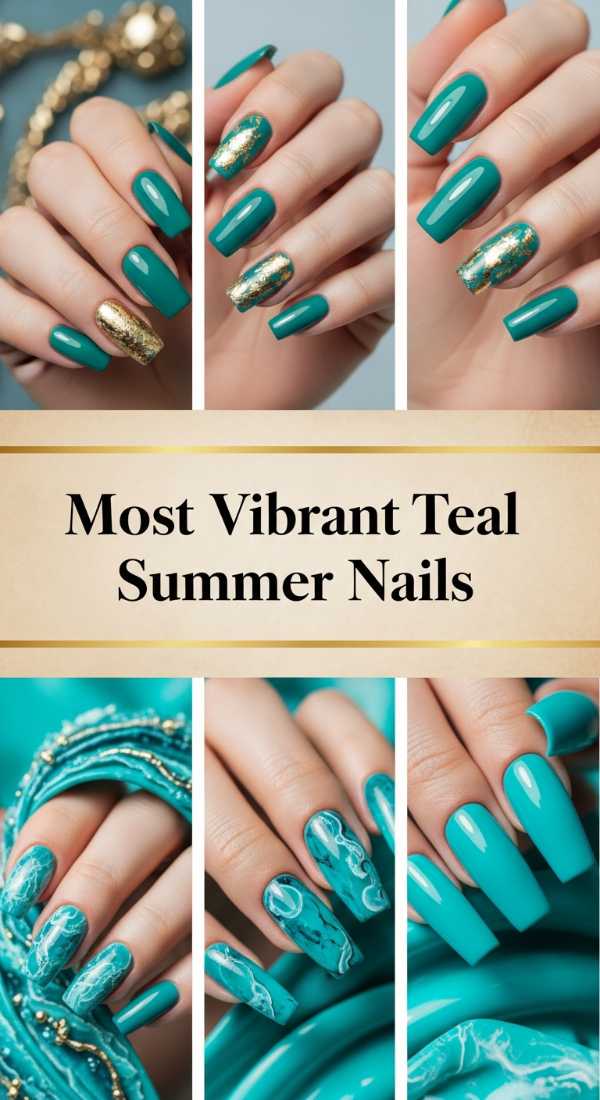 Most Vibrant Teal Summer Nails 6a006b7205b77