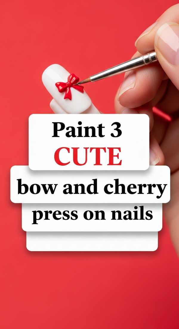 Paint 3 Cute Bow And Cherry Press On Nails 6a058dc1c7367