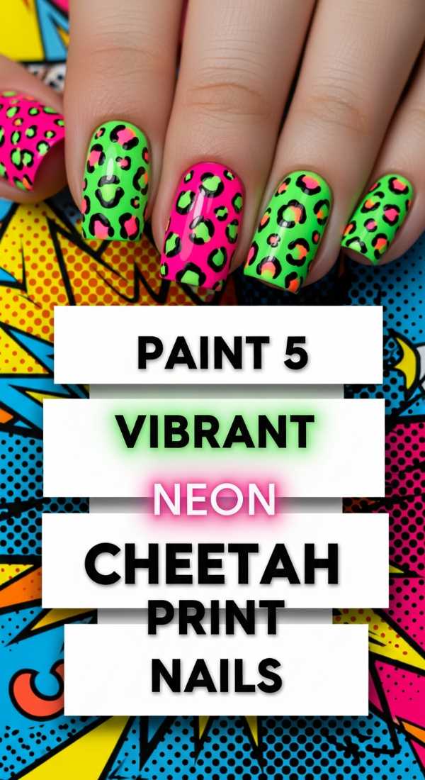 Paint 5 Vibrant Neon Cheetah Print Nails 6a05a3f56e009