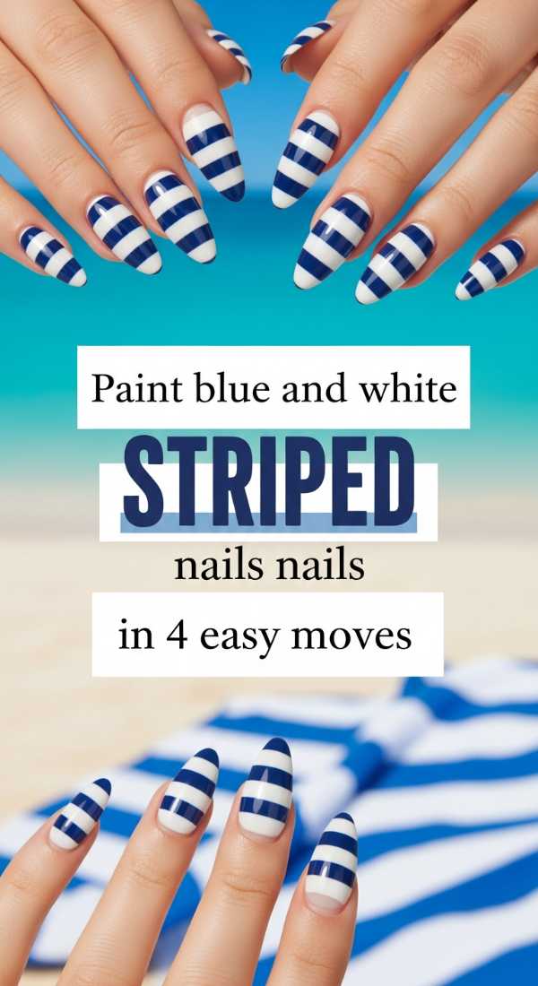 Paint Blue And White Striped Nails In 4 Easy Moves 69fc7f5ed639f